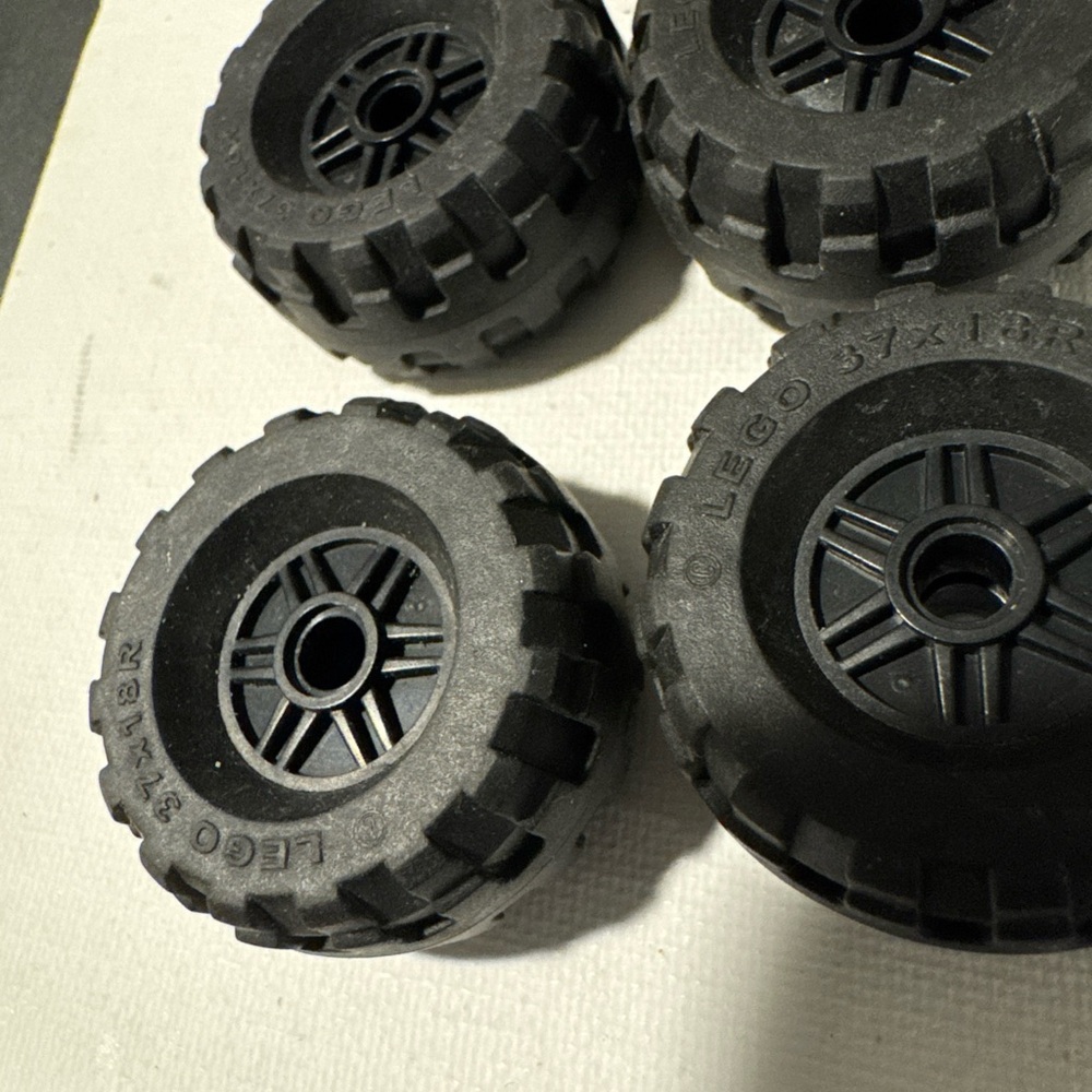 LEGO Wheels Tires 37 x 18R Set of 4 Vehicle Car Truck Parts Replacement